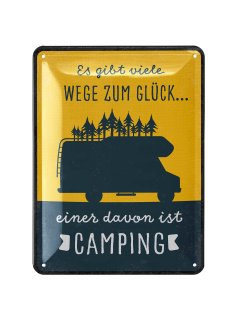 LANOLU Blechschild Wege zum Glück Camping 15x20cm