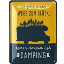 LANOLU Blechschild Wege zum Glück Camping 15x20cm