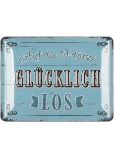 LANOLU Blechschild Auf die Plätze Glücklich los 15x20cm