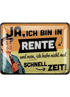 LANOLU Blechschild Rente Mann - nicht mal schnell Zeit 15x20cm