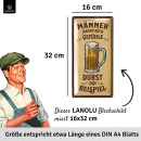 LANOLU Blechschild Männer - Gefühle - Durst 16x32cm