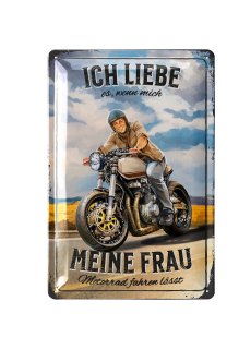 Blechschild retro, Motorrad Deko, Mottorad Geschenke M&auml;nner und Biker, 20x30cm