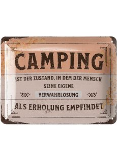 Retro Blechschild CAMPING, Camper Geschenke f&uuml;r Wohnmobilfahrer, lustig, 15x20cm