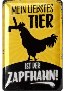 LANOLU Blechschild Zapfhahn, gelb 20x30cm