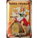 LANOLU Blechschild Hurra, Bier 20x30cm