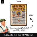 Retro Blechschild Werkstatt Schild, lustige Werkstattregeln M&auml;nner 30x40cm