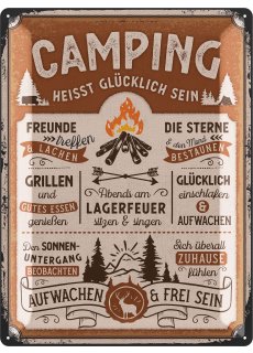 LANOLU Blechschild Campingregeln 30x40cm