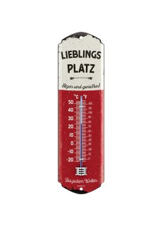 LANOLU Retro Thermometer Lieblingsplatz 8x28cm