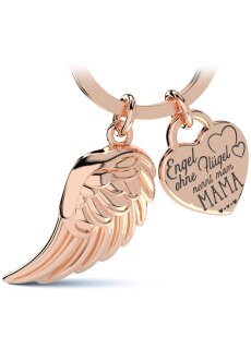 LANOLU Schlüsselanhänger Mama "Engel Flügel" - Roségold