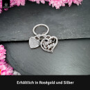 LANOLU Schlüsselanhänger "Beste Oma" Herz - Silber