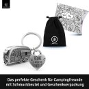 LANOLU Schlüsselanhänger Camping Anhänger "Caravan" - Vintage Silber