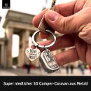 LANOLU Schlüsselanhänger Camping Anhänger "Caravan" - Vintage Silber