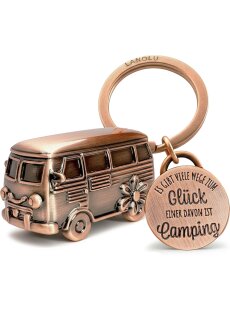 LANOLU Schlüsselanhänger Camping Anhänger "Camping Glück" - Vintage Kupfer