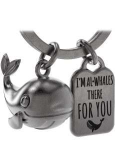 LANOLU Schlüsselanhänger Wal "Alwhales" - Vintage Silber