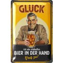 Blechschilder Retro GLÜCK IST EIN BIER - Biertrinker...