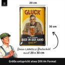 Blechschilder Retro GLÜCK IST EIN BIER - Biertrinker Geschenk Bierliebhaber, lustiges Bierschild, 20x30cm