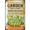 LANOLU Retro Blechschild Garten - Kein Unkraut, wir füttern hier Bienen - Garten Schilder für draußen, Schilder für den Garten 20x30cm