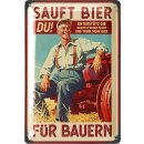 LANOLU Retro Blechschild BIER FÜR BAUERN - Landwirtschaft Schild, Geschenk Bierliebhaber, Metallschilder mit Sprüchen 20x30cm