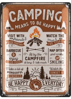 LANOLU XXL Retro Blechschild CAMPING Sprüche Vintage Bilder, Schilder Camping, Camper Gadgets lustig, Wohnwagen Geschenke 30x40cm