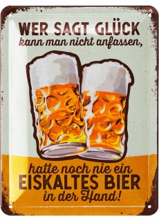 LANOLU Blechschild Glück ist eiskaltes Bier 15x20cm