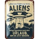 LANOLU Blechschild Alien Urlaub 15x20cm