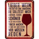 LANOLU Blechschild Lieber Wein Tänzer 15x20cm