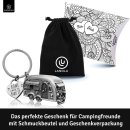 LANOLU Schlüsselanhänger Wohnwagen Geschenk, Wohnmobil Geschenk für das Camping und für Camper, 3D Anhänger- Wohnwagen Zubehör Metall
