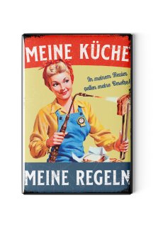 LANOLU Kühlschrankmagnete lustig- Meine Küche meine Regeln - lustige Magnete mit Sprüchen und witzigen Motiven 8x5,5cm