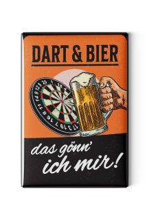LANOLU Kühlschrankmagnete lustig- Dart, Bier, gönn ich mir - Geschenke für Dart-Fans- lustige Magnete mit Sprüchen und witzigen Motiven 8x5,5cm