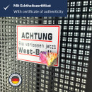 Magnet Berliner Mauerstein "Achtung" mit Echtheitszertifikat | Handarbeit aus Berliner Manufaktur