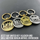 United1871 Schlüsselanhänger Berlin, Metall rund Silhouette bronze