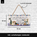 LANOLU Kordelschild Wer sagt Glück kann man nicht anfassen Hund gestreichelt 16x32cm