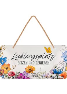 LANOLU Kordelschild Lieblingsplatz sitzen und genießen 16x32cm