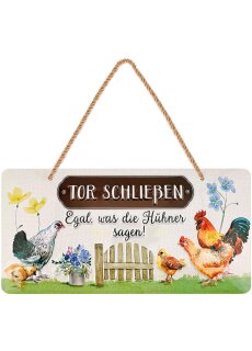 LANOLU Kordelschild Hühnerstall TOR SCHLIESSEN 16x32cm