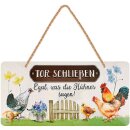 LANOLU Kordelschild Hühnerstall TOR SCHLIESSEN 16x32cm