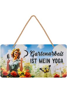 LANOLU Kodelschild Gartenarbeit ist mein Yoga 16x32cm