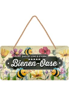LANOLU Kordelschild Bienen-Oase 16x32cm