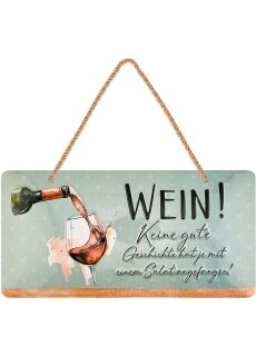 LANOLU Kordelschild Salat WEIN Geschichten 16x32cm