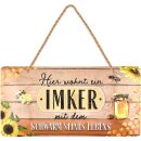 LANOLU Kordelschild Imker Schwarm seines Lebens 16x32cm