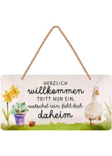 LANOLU Kordelschild Willkommen watschel rein 16x32cm