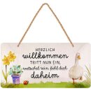 LANOLU Kordelschild Willkommen watschel rein 16x32cm