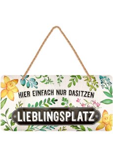 LANOLU Kordelschild Hier einfach nur dasitzen - Lieblingsplatz 16x32cm