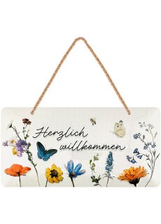 LANOLU Blechschild Herzlich Willkommen 16x32cm