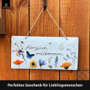 LANOLU Blechschild Herzlich Willkommen 16x32cm