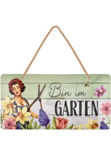 LANOLU Kodelschild Bin im Garten 16x32cm