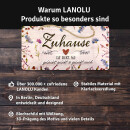 LANOLU Kordelschild Zuhause ist dort, wo gelacht, gelebt & geliebt wird 16x32cm