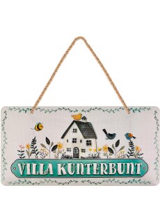 LANOLU Kordelschild Villa Kunterbunt 16x32cm
