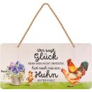 LANOLU Kordelschild Glück hat noch nie ein Huhn...