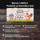 LANOLU Kordelschild Glück hat noch nie ein Huhn gestreichelt 16x32cm