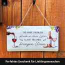 LANOLU Kordelschilder Echte Freunde bringen Wein 16x32cm